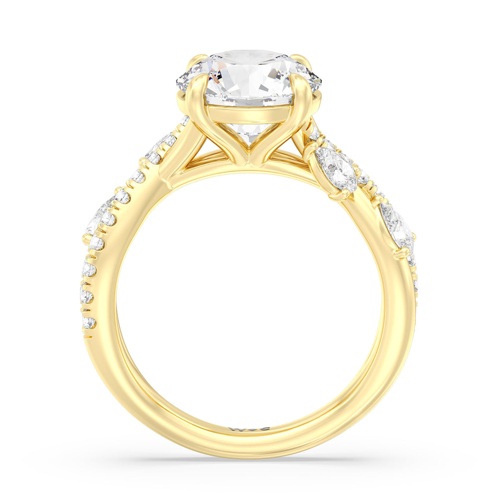 Regal Vine Engagement Ring with Round Cut Diamond in 14KT Yellow Gold view 4
