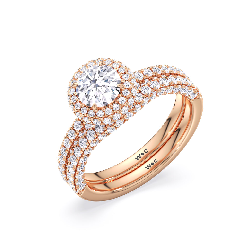 The Chloe Diamond Wedding Band with 18KT Rose Gold Cut Diamond in 14KT Rose Gold view 4
