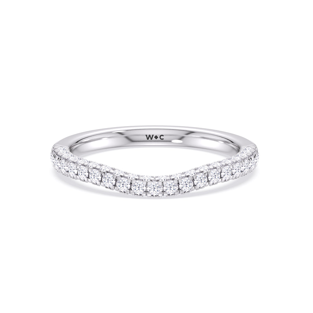 The Chloe Diamond Wedding Band with Platinum Cut Diamond in 14KT Platinum view 1

