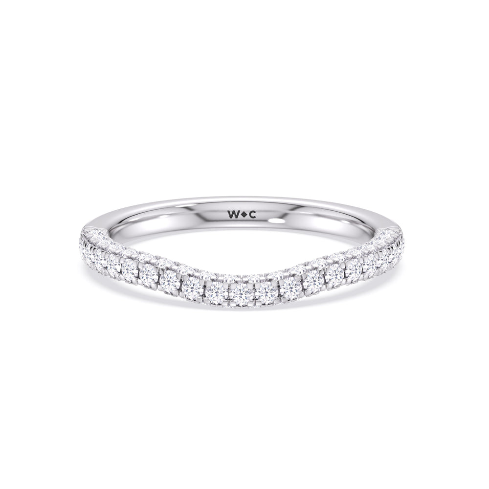The Chloe Diamond Wedding Band with Platinum Cut Diamond in 14KT Platinum view 1
