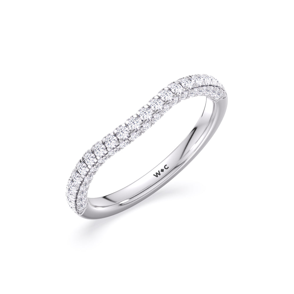 The Chloe Diamond Wedding Band with Platinum Cut Diamond in 14KT Platinum view 3
