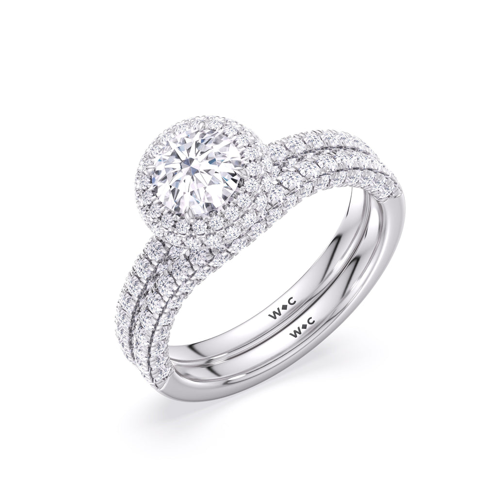The Chloe Diamond Wedding Band with Platinum Cut Diamond in 14KT Platinum view 4
