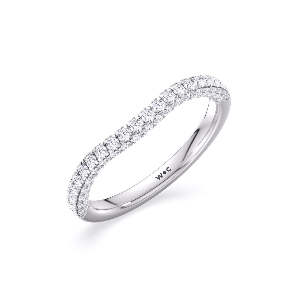 The Chloe Diamond Wedding Band with Platinum Cut Diamond in 14KT Platinum view 3
