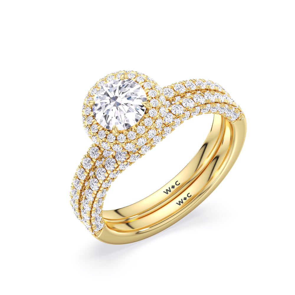 The Chloe Diamond Wedding Band with 18KT Yellow Gold Cut Diamond in 14KT Yellow Gold view 4
