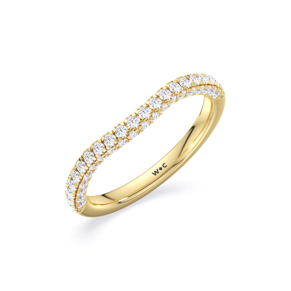 The Chloe Diamond Wedding Band with 18KT Yellow Gold Cut Diamond in 14KT Yellow Gold view 3
