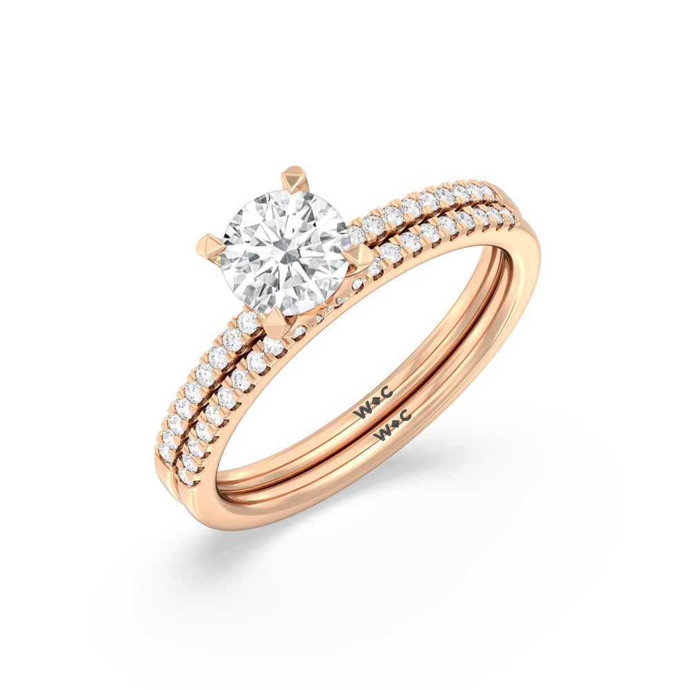 The Olivia Diamond Wedding Band with 18KT Rose Gold Cut Diamond in 14KT Rose Gold view 3
