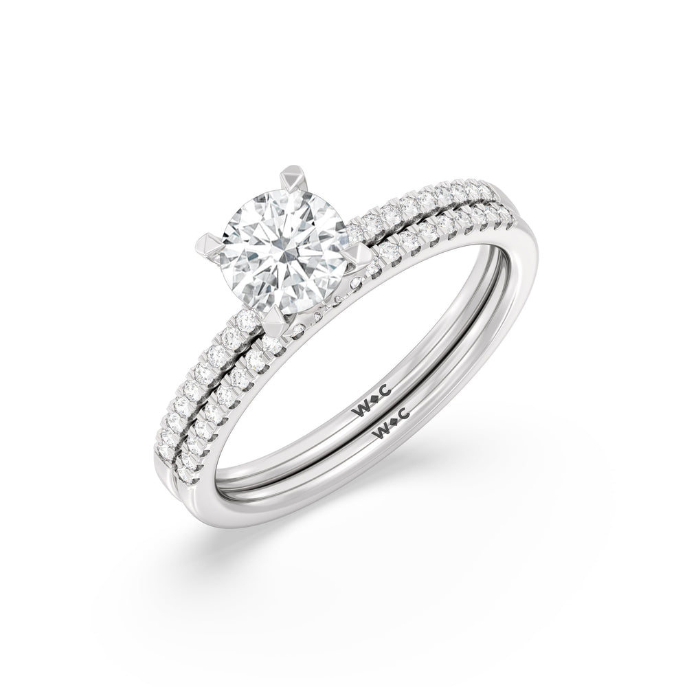 The Olivia Diamond Wedding Band with Platinum Cut Diamond in 14KT Platinum view 4
