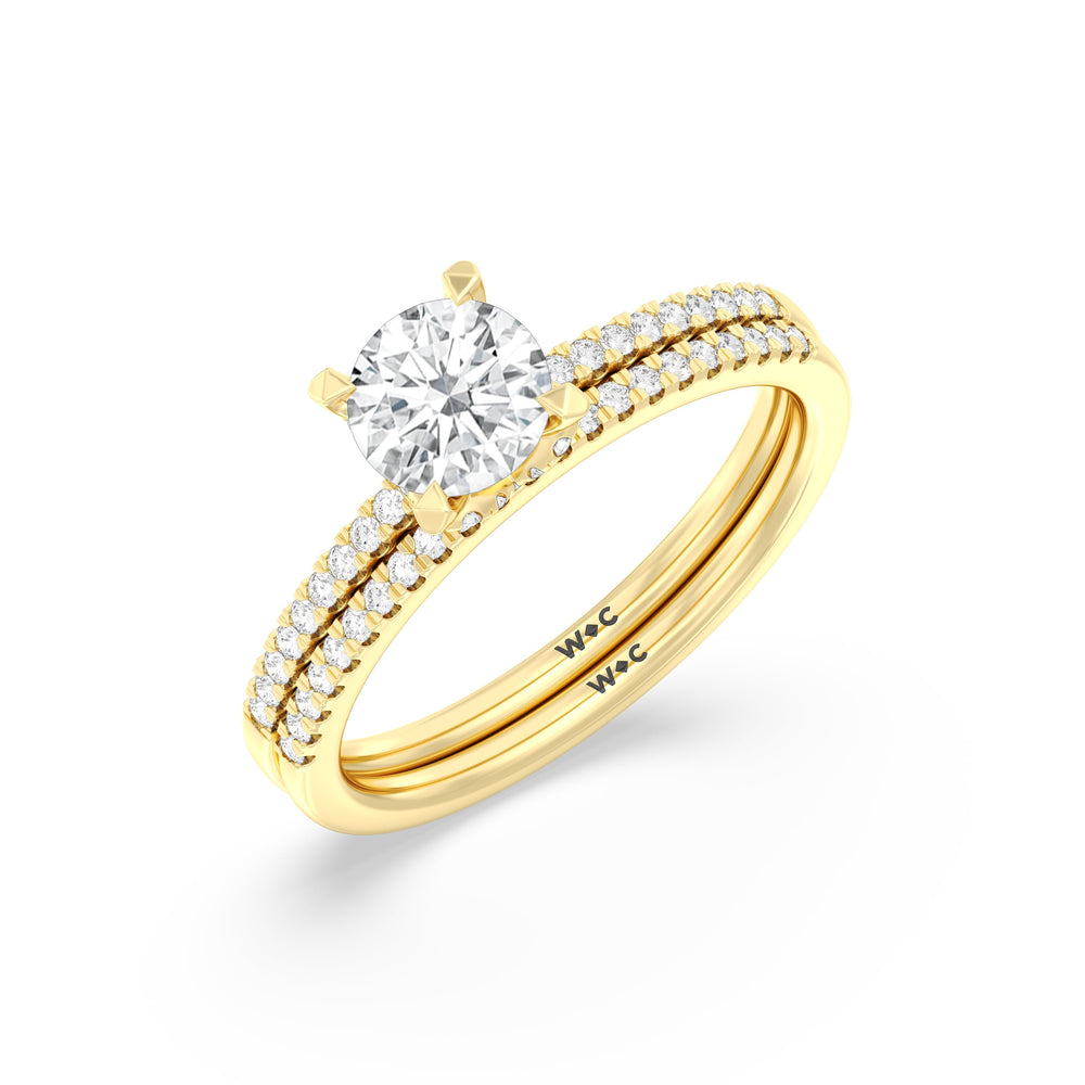 The Olivia Diamond Wedding Band with 18KT Yellow Gold Cut Diamond in 14KT Yellow Gold view 4
