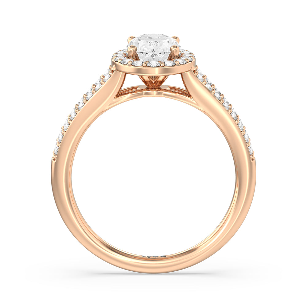 The Elizabeth Engagement Ring with Oval Cut Diamond in 14KT Rose Gold view 2
