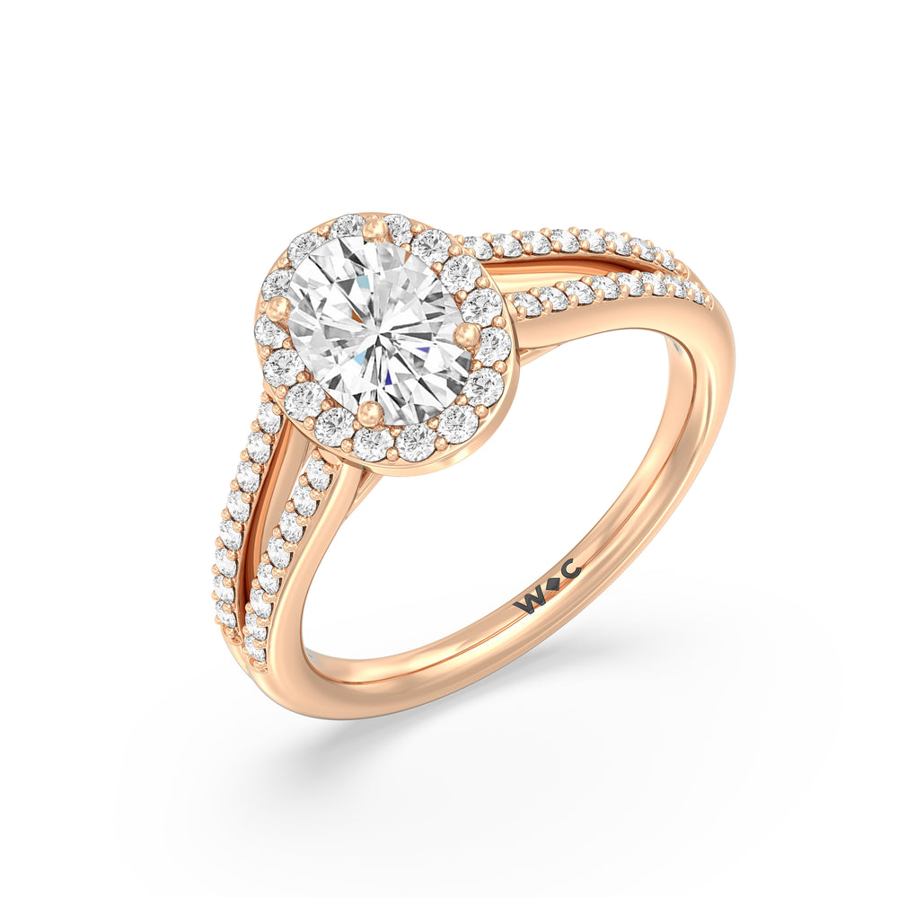 The Elizabeth Engagement Ring with Oval Cut Diamond in 14KT Rose Gold view 3

