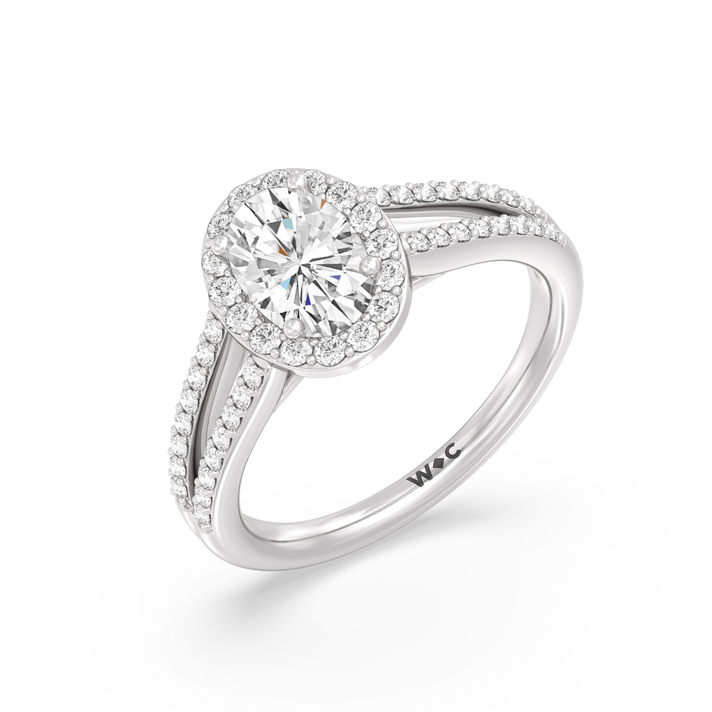 The Elizabeth Engagement Ring with Oval Cut Diamond in 14KT Platinum view 3
