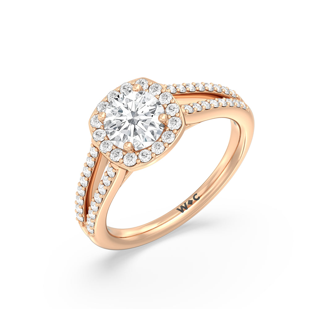 The Elizabeth Engagement Ring with Round Cut Diamond in 14KT Rose Gold view 3
