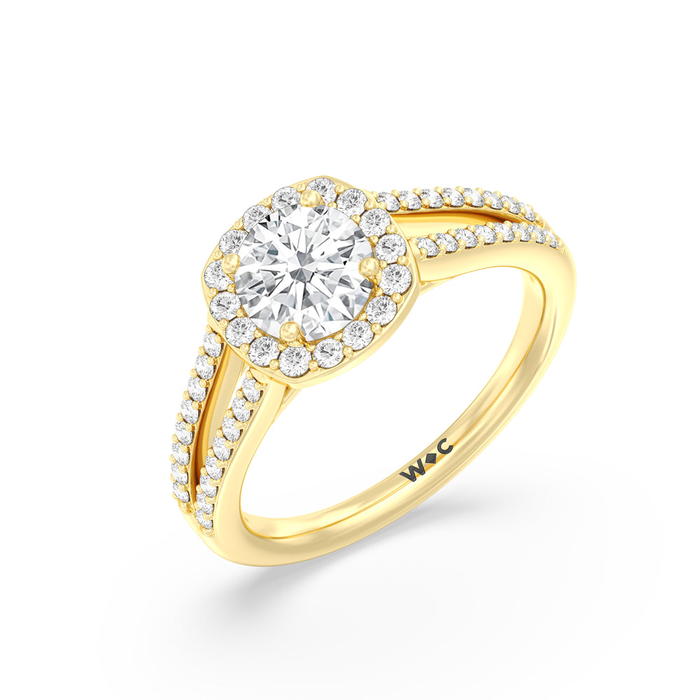 The Elizabeth Engagement Ring with Round Cut Diamond in 14KT Yellow Gold view 3
