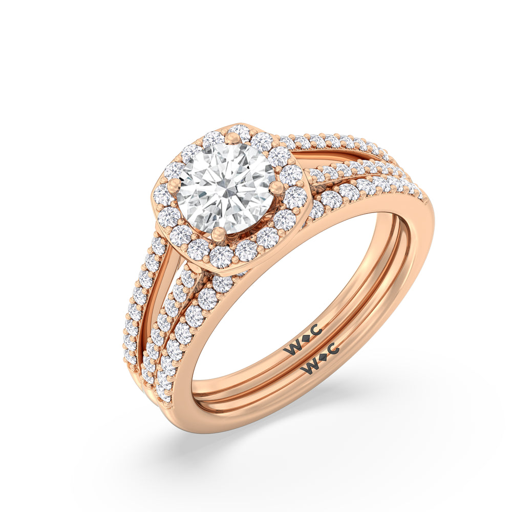 The Elizabeth Diamond Wedding Band with 18KT Rose Gold Cut Diamond in 14KT Rose Gold view 4
