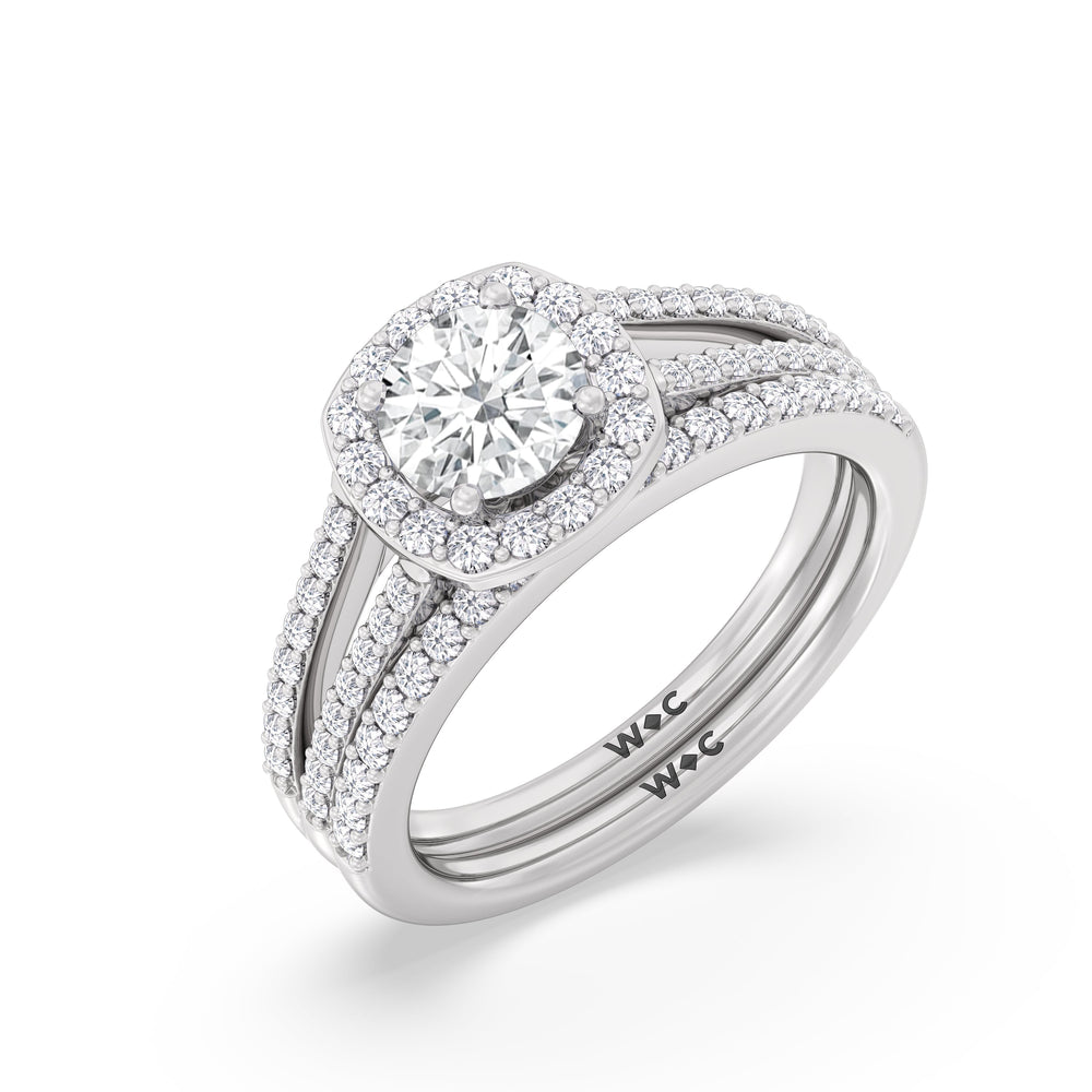 The Elizabeth Diamond Wedding Band with Platinum Cut Diamond in 14KT Platinum view 4
