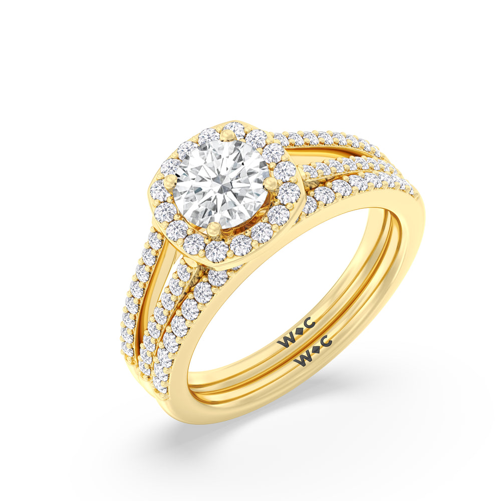 The Elizabeth Diamond Wedding Band with 18KT Yellow Gold Cut Diamond in 14KT Yellow Gold view 4

