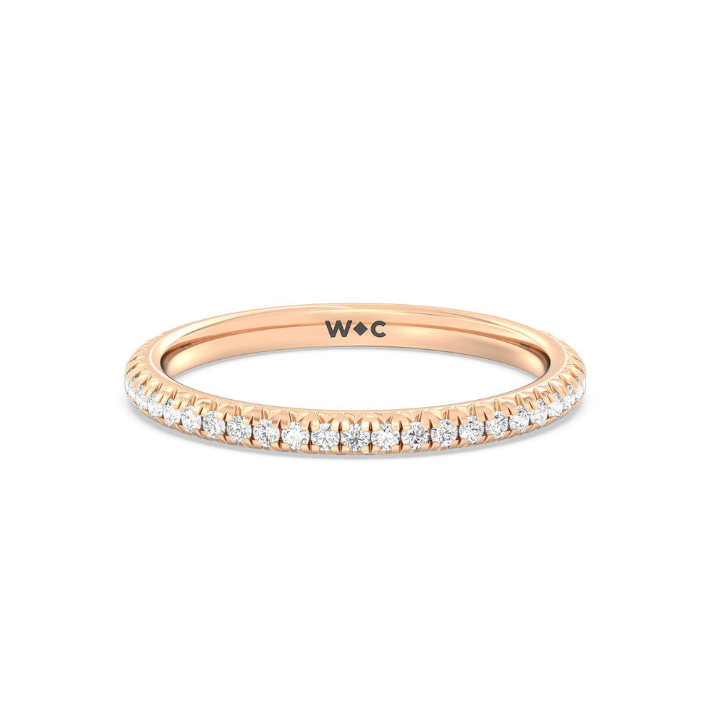 The Kate Diamond Wedding Band with 18KT Rose Gold Cut Diamond in 14KT Rose Gold view 1
