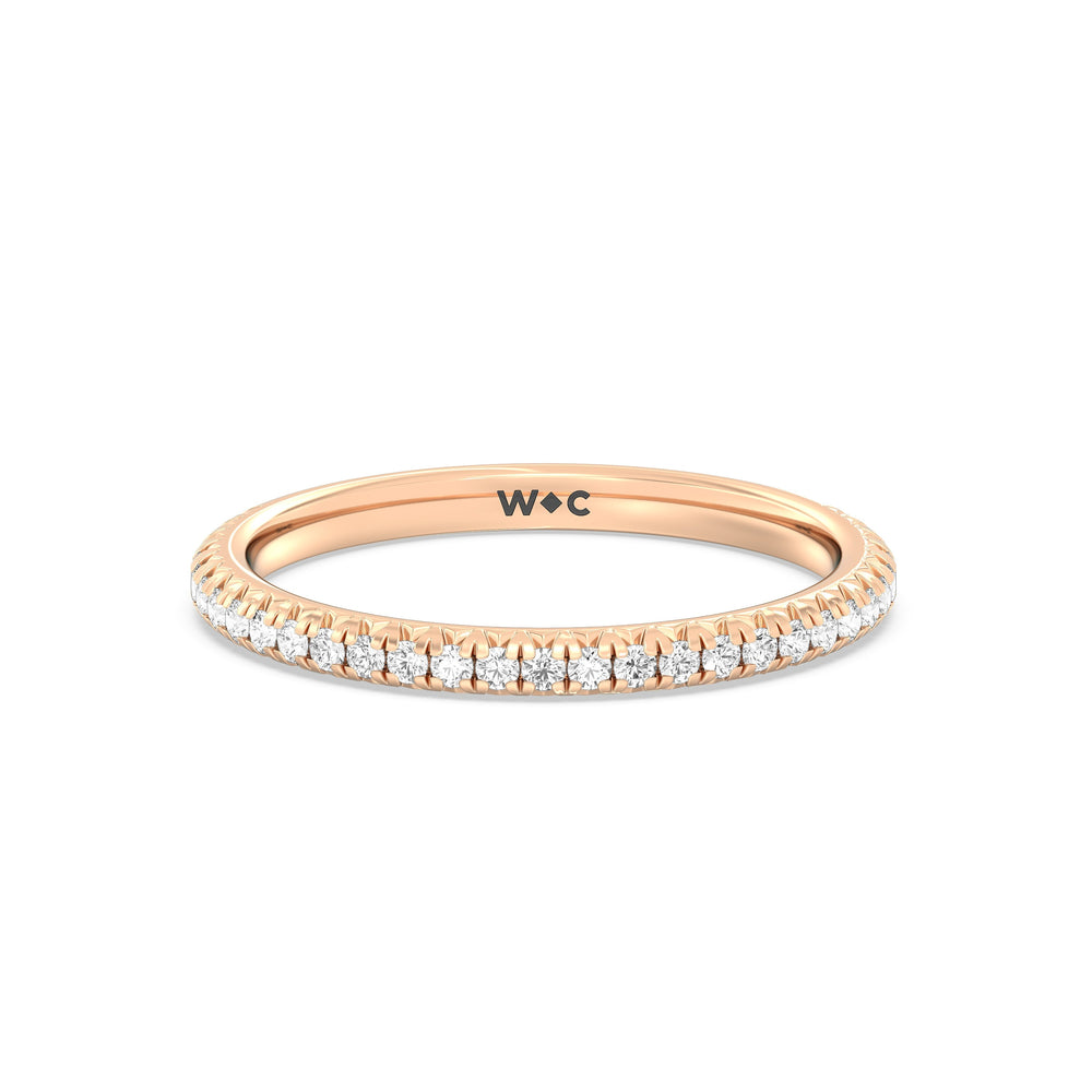 The Kate Diamond Wedding Band with 18KT Rose Gold Cut Diamond in 14KT Rose Gold view 1
