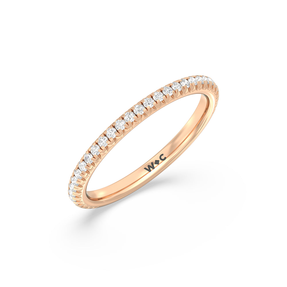 The Kate Diamond Wedding Band with 18KT Rose Gold Cut Diamond in 14KT Rose Gold view 3
