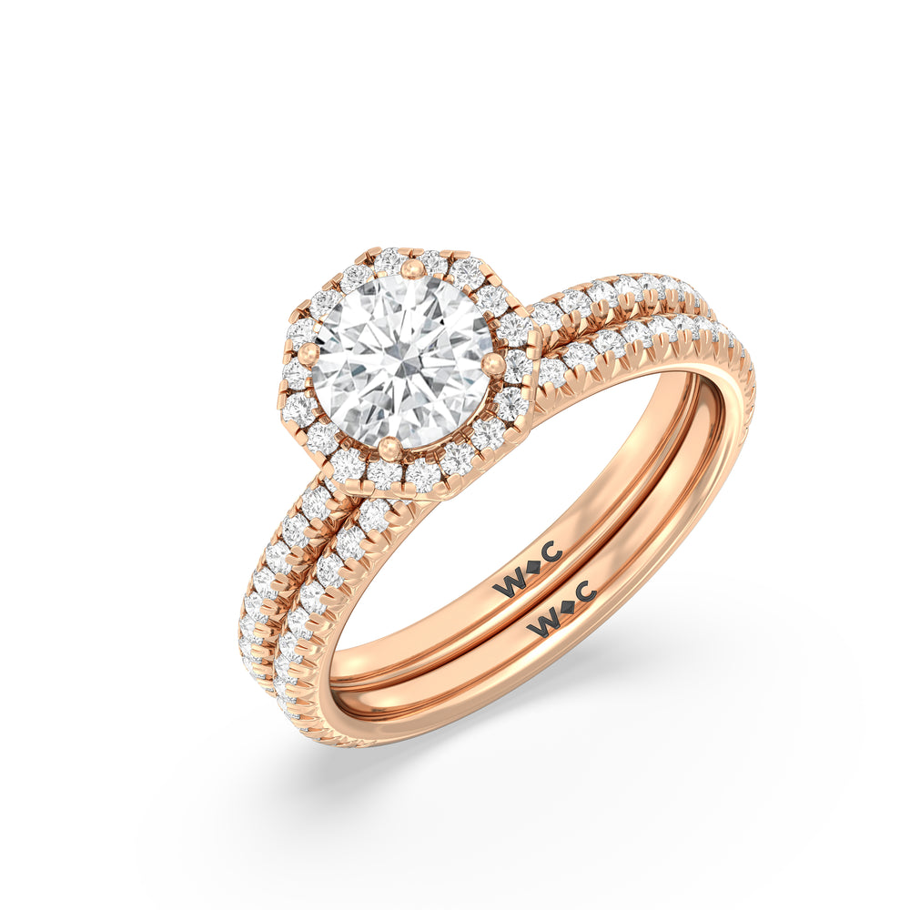 The Kate Diamond Wedding Band with 18KT Rose Gold Cut Diamond in 14KT Rose Gold view 4
