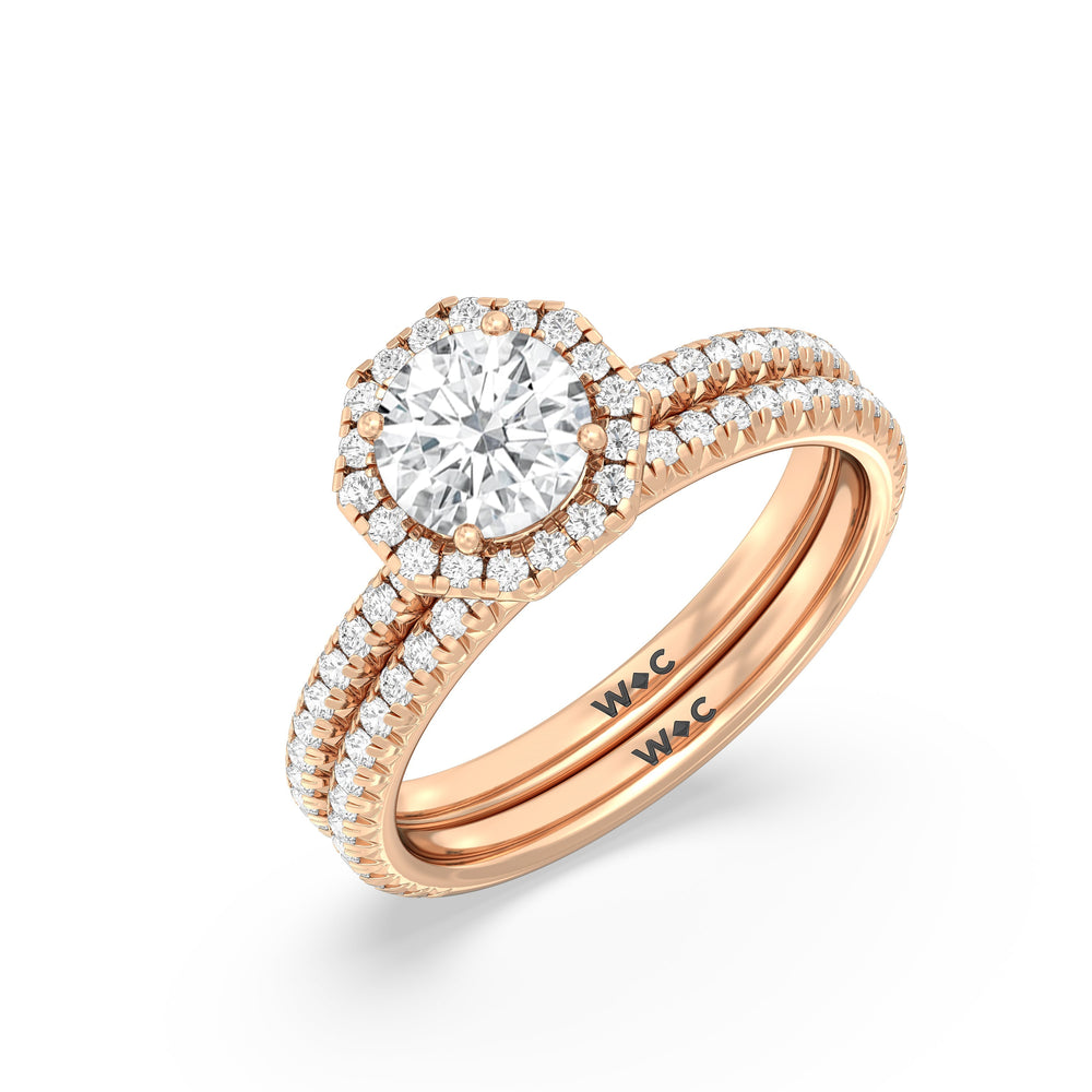 The Kate Diamond Wedding Band with 18KT Rose Gold Cut Diamond in 14KT Rose Gold view 4

