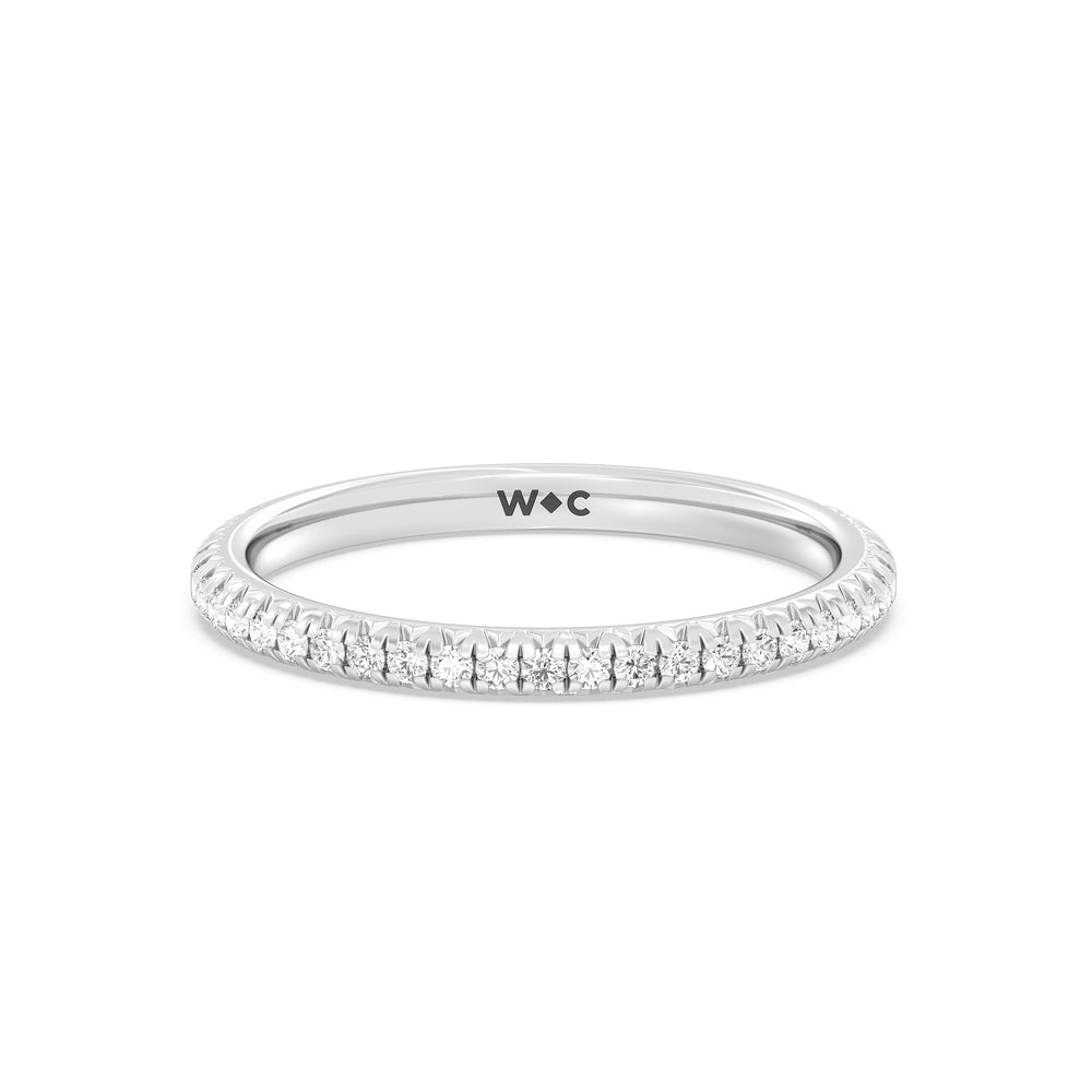 The Kate Diamond Wedding Band with Platinum Cut Diamond in 14KT Platinum view 1
