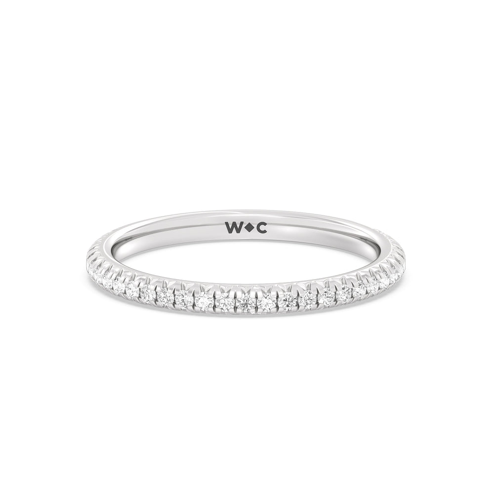 The Kate Diamond Wedding Band with Platinum Cut Diamond in 14KT Platinum view 1
