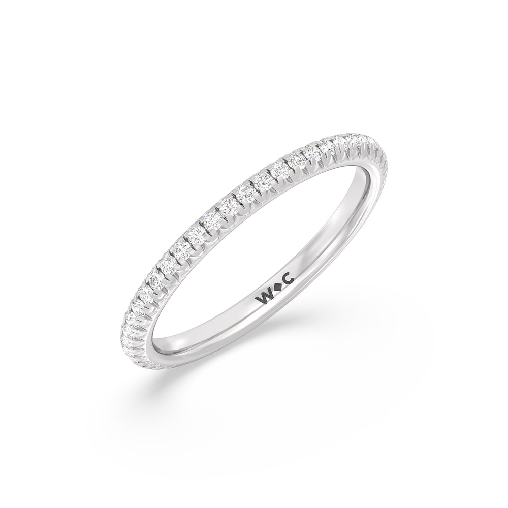 The Kate Diamond Wedding Band with Platinum Cut Diamond in 14KT Platinum view 3
