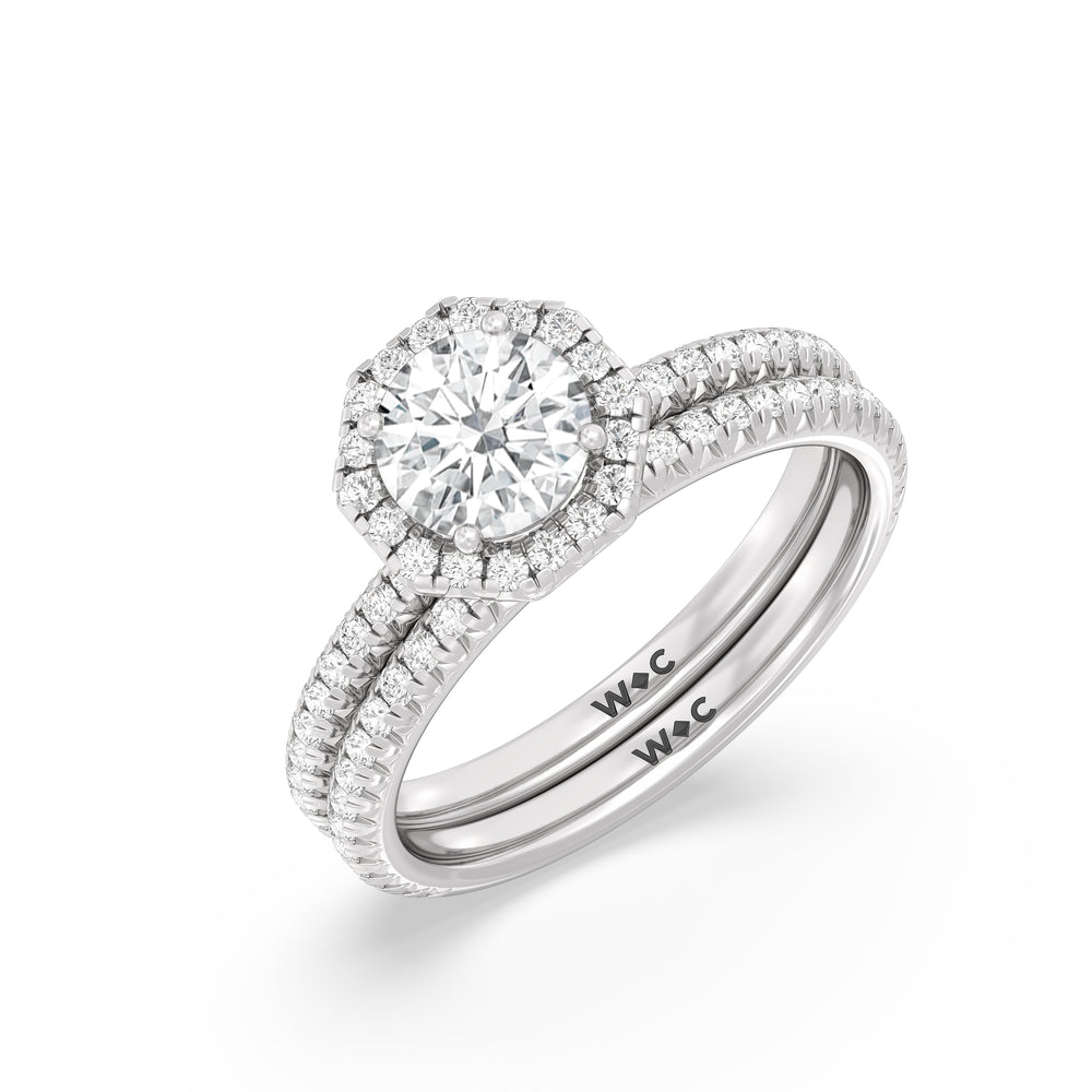 The Kate Diamond Wedding Band with Platinum Cut Diamond in 14KT Platinum view 4
