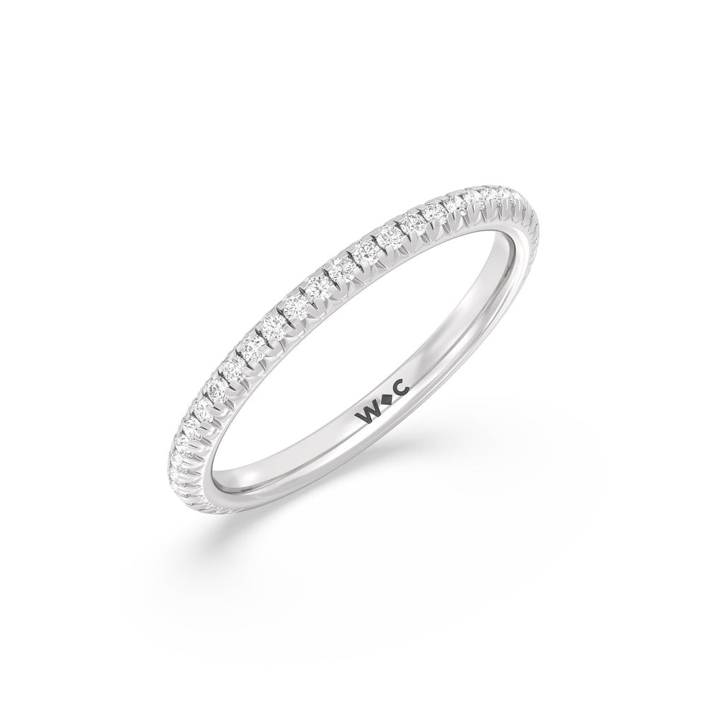 The Kate Diamond Wedding Band with Platinum Cut Diamond in 14KT Platinum view 3
