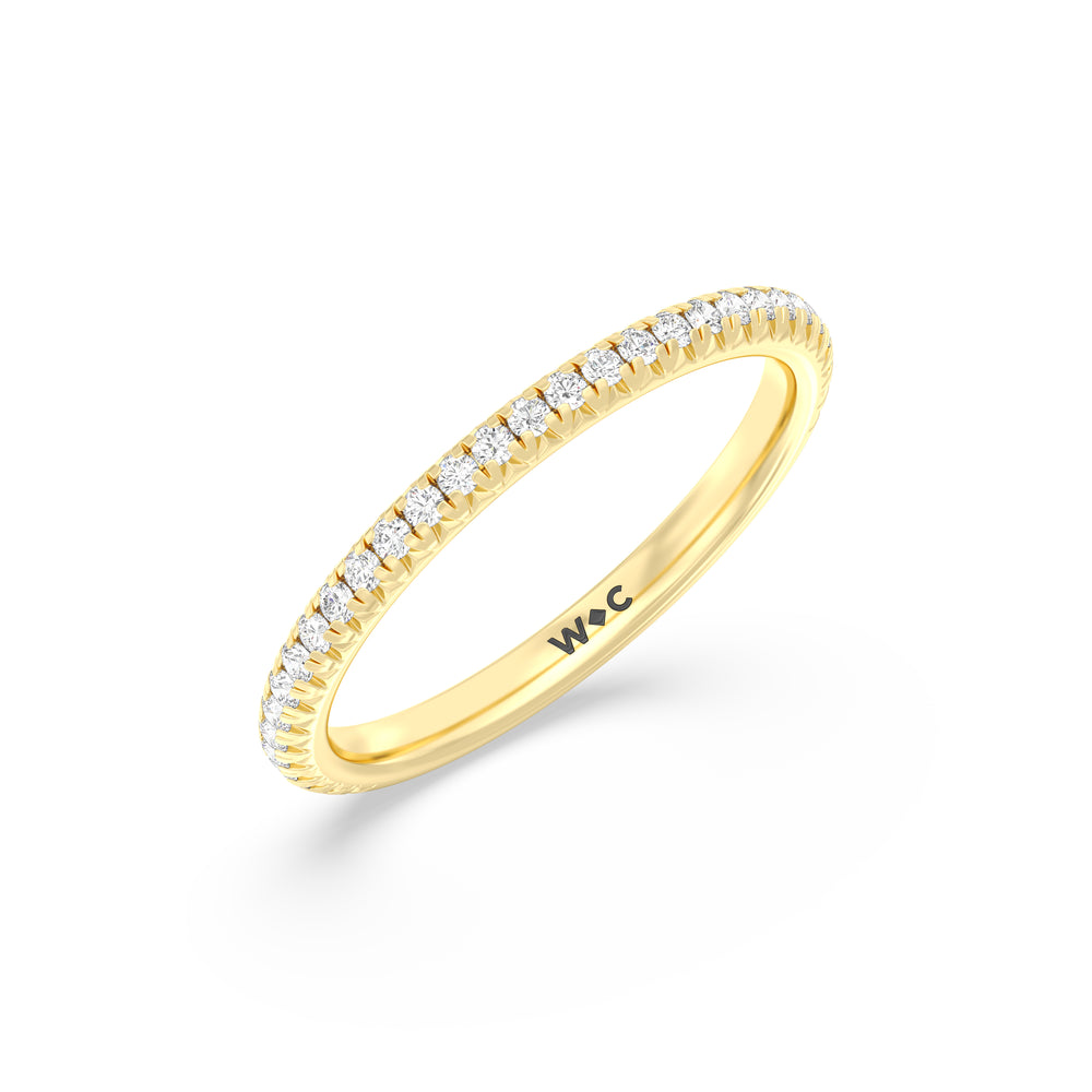 The Kate Diamond Wedding Band with 18KT Yellow Gold Cut Diamond in 14KT Yellow Gold view 3
