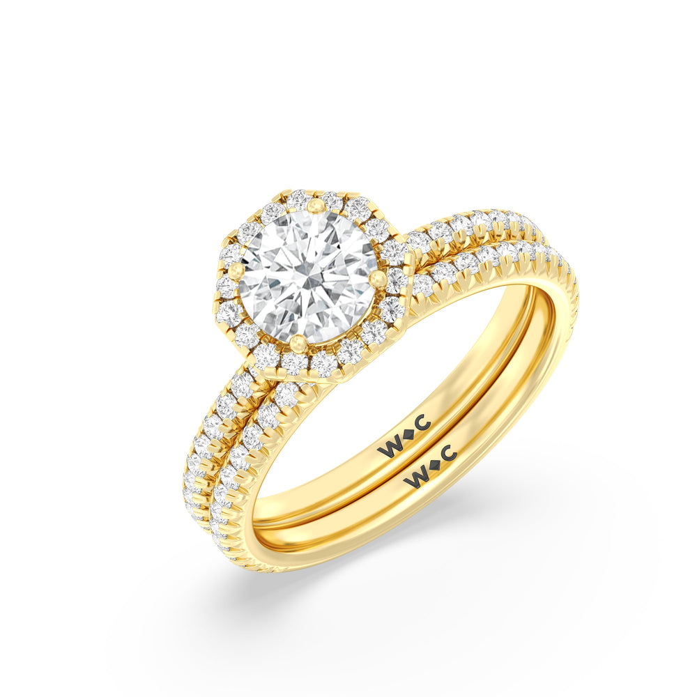 The Kate Diamond Wedding Band with 18KT Yellow Gold Cut Diamond in 14KT Yellow Gold view 4
