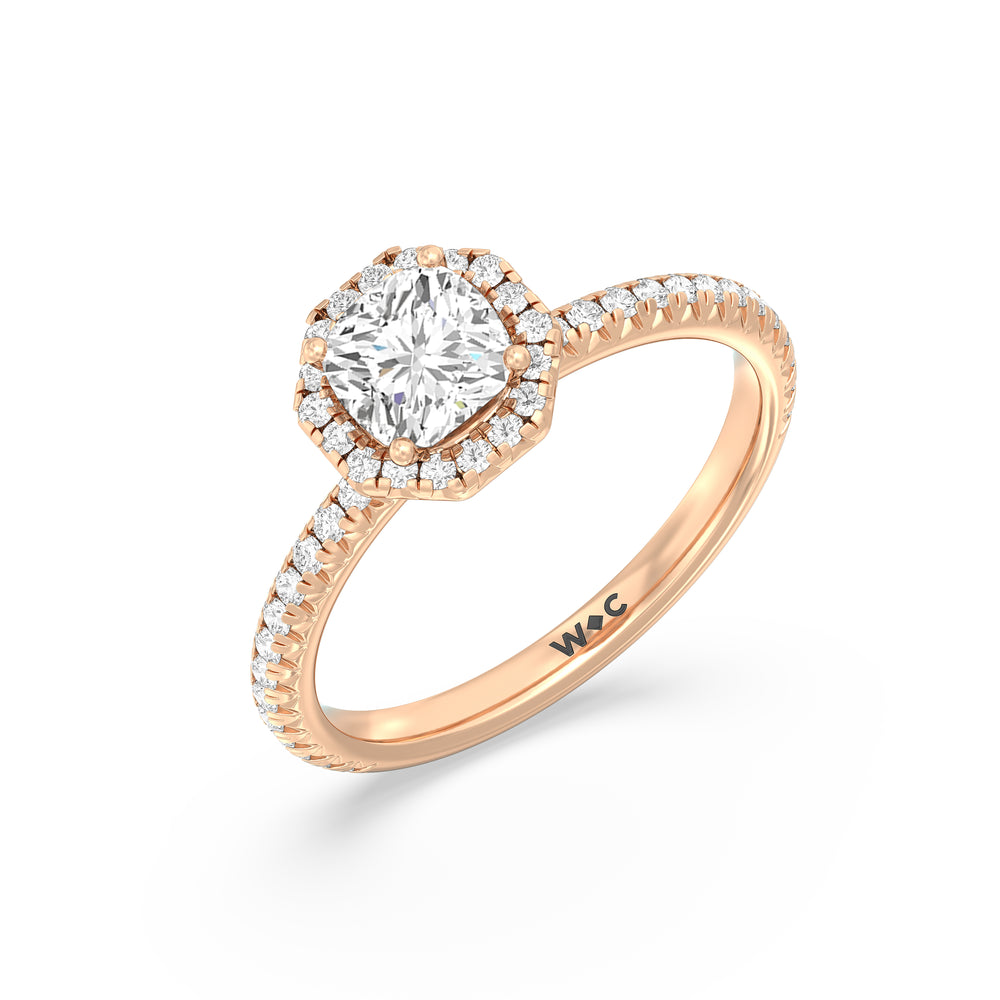 The Kate Engagement Ring with Cushion Cut Diamond in 14KT Rose Gold view 3
