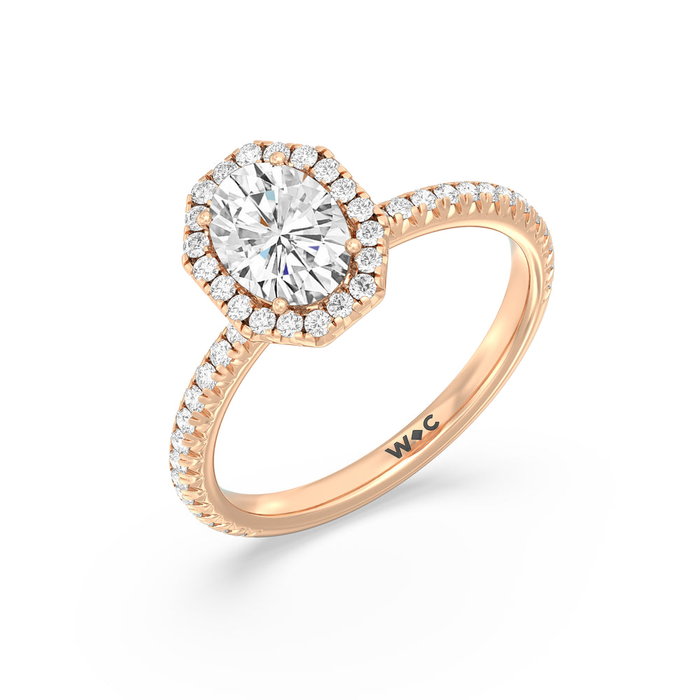 The Kate Engagement Ring with Oval Cut Diamond in 14KT Rose Gold view 3
