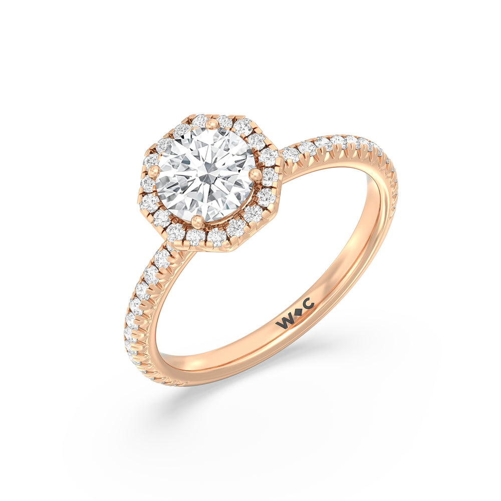 The Kate Engagement Ring with Round Cut Diamond in 14KT Rose Gold view 3
