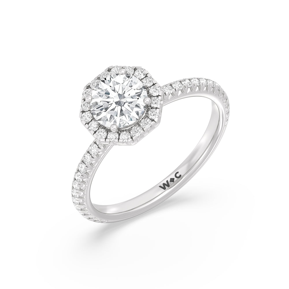 The Kate Engagement Ring with Round Cut Diamond in 14KT Platinum view 3
