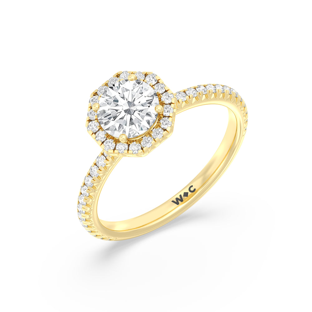 The Kate Engagement Ring with Round Cut Diamond in 14KT Yellow Gold view 3
