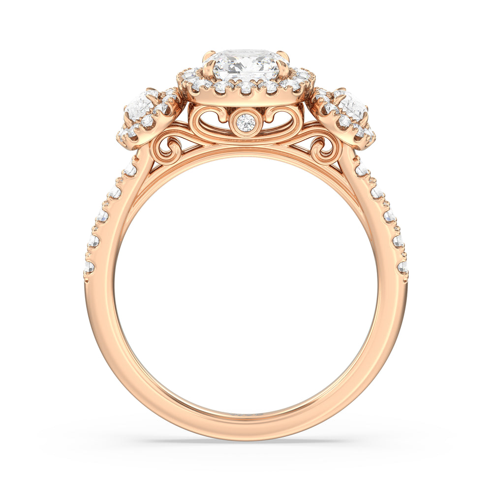 The Kaia Engagement Ring with Cushion Cut Diamond in 14KT Rose Gold view 2
