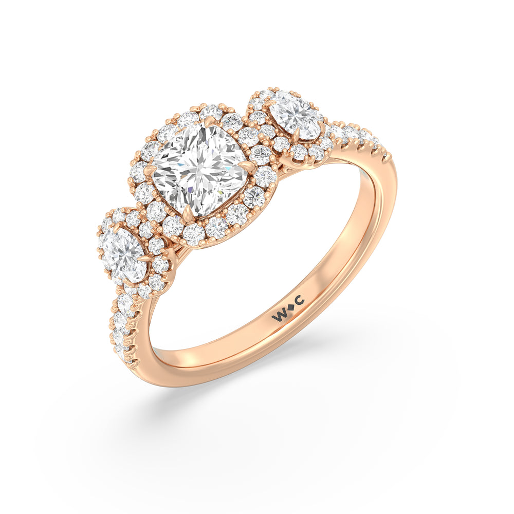 The Kaia Engagement Ring with Cushion Cut Diamond in 14KT Rose Gold view 3
