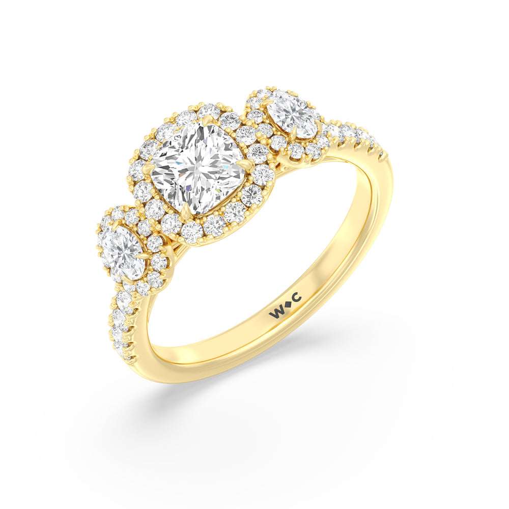 The Kaia Engagement Ring with Cushion Cut Diamond in 14KT Yellow Gold view 3

