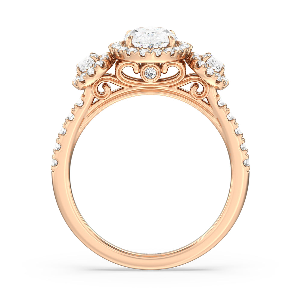 The Kaia Engagement Ring with Oval Cut Diamond in 14KT Rose Gold view 2
