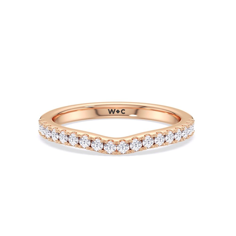 The Kaia Diamond Wedding Band with 18KT Rose Gold Cut Diamond in 14KT Rose Gold view 1
