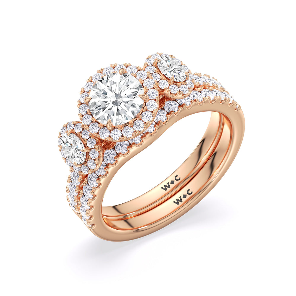 The Kaia Diamond Wedding Band with 18KT Rose Gold Cut Diamond in 14KT Rose Gold view 4
