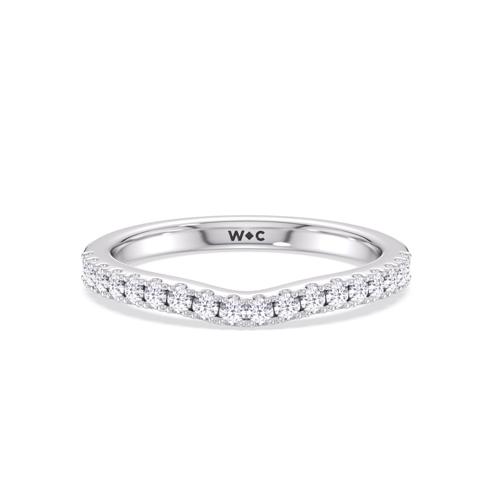 The Kaia Diamond Wedding Band with Platinum Cut Diamond in 14KT Platinum view 1
