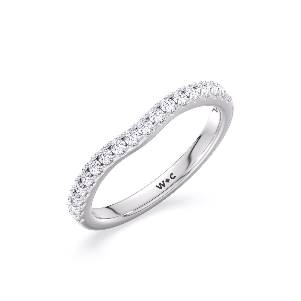 The Kaia Diamond Wedding Band with Platinum Cut Diamond in 14KT Platinum view 3
