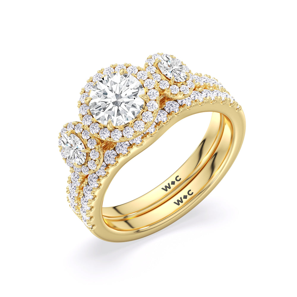 The Kaia Diamond Wedding Band with 18KT Yellow Gold Cut Diamond in 14KT Yellow Gold view 4
