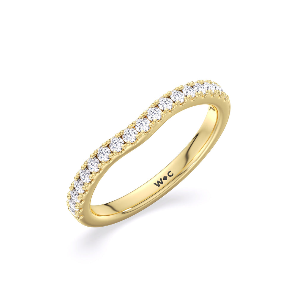 The Kaia Diamond Wedding Band with 18KT Yellow Gold Cut Diamond in 14KT Yellow Gold view 3
