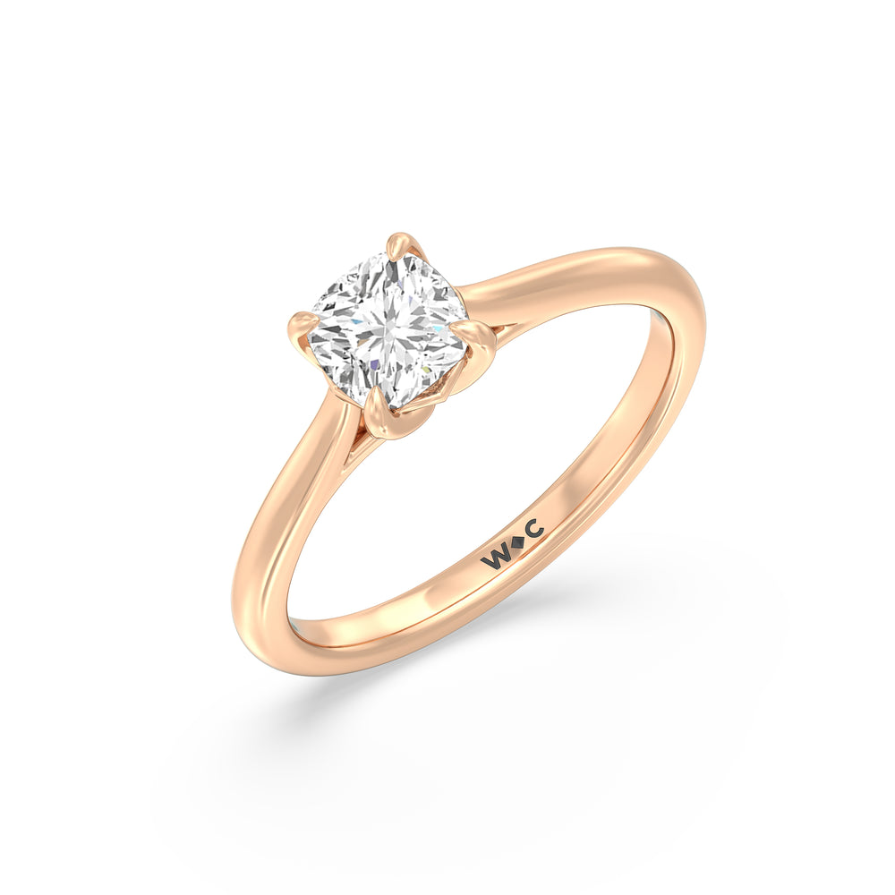 The Stella Engagement Ring with Cushion Cut Diamond in 14KT Rose Gold view 3
