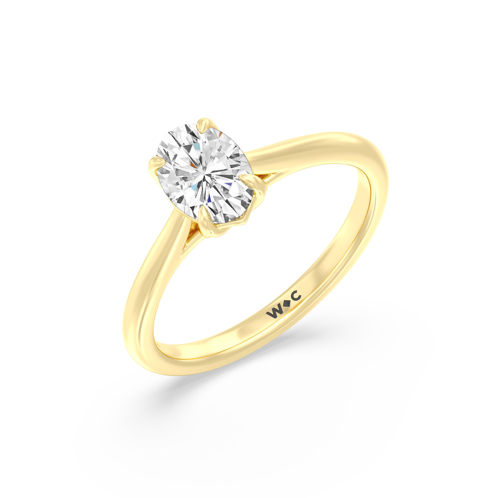 The Stella Engagement Ring with Oval Cut Diamond in 14KT Yellow Gold view 3
