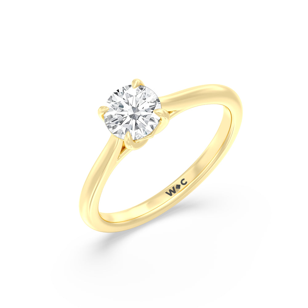 The Stella Engagement Ring with Round Cut Diamond in 14KT Yellow Gold view 3
